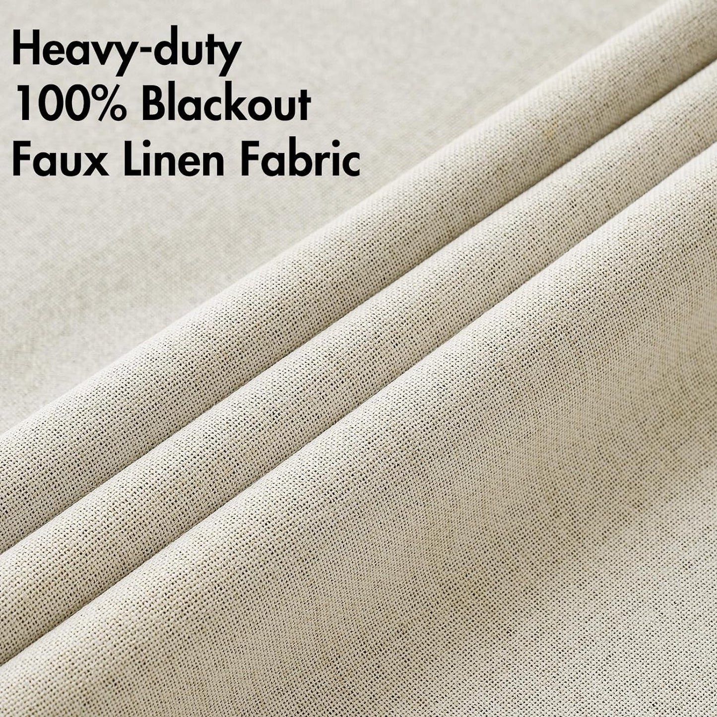 MIULEE Blackout Linen Textured Curtains - Thermal Insulated Cream Drapes for Bedroom | 52 x 96 Inch (2 Panels)