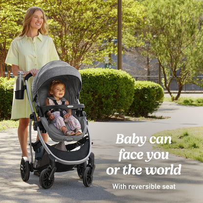 Graco® Redmond Modes Pramette Stroller 3-in-1 Convertible: Car Seat Carrier Infant Pramette to Toddler Stroller with Reversible Seat and One-hand Fold