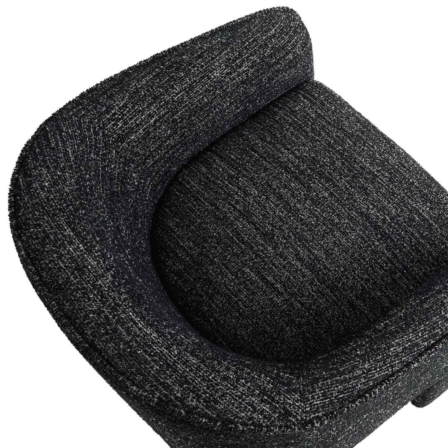 Modway Greer Comfy Barrel Accent Chair with 3 Legs in Charcoal Boucle Fabric – Cozy Round Reading Armchair – Mid Century Modern Upholstered Wide Barrel Dining Chair with Curved Back