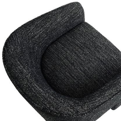 Modway Greer Comfy Barrel Accent Chair with 3 Legs in Charcoal Boucle Fabric – Cozy Round Reading Armchair – Mid Century Modern Upholstered Wide Barrel Dining Chair with Curved Back