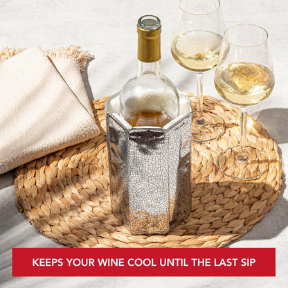 Vacu Vin Silver Rapid Ice Active Cooler Wine Bottle Chilling Sleeve, Standard