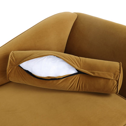Christopher Knight Home Calvert Chaise Lounge, Turmeric Orange + Dark Brown 29D x 69W x 30H in