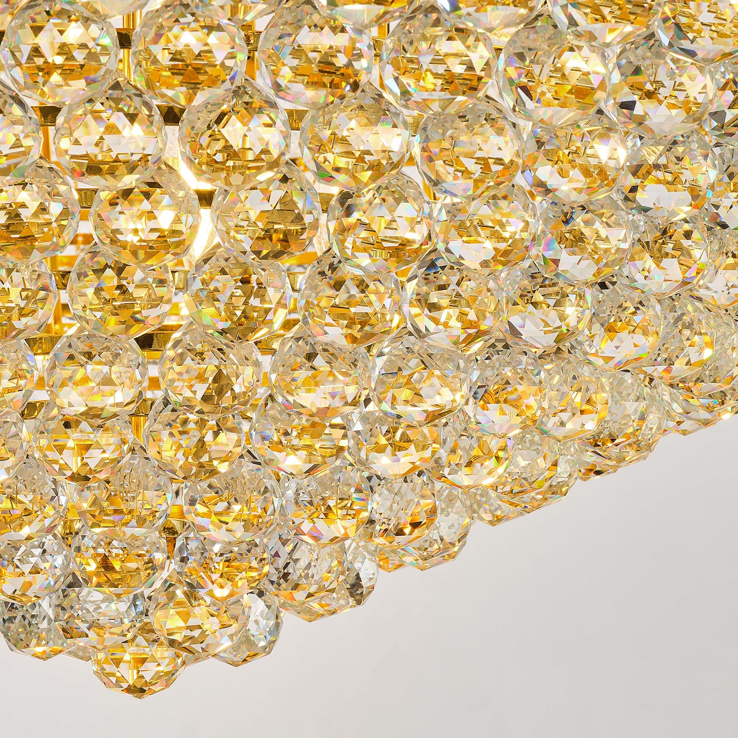 Dvasovio 42'' W Luxury 3-Tier Empire Crystal Chandelier, 36 LED Bulbs, 480 Hand-Strung K9 Crystals (4 Spares), 79-Inch Adjustable Chain, Ideal for Foyer, Staircase, Double-Height Living Room (Gold)