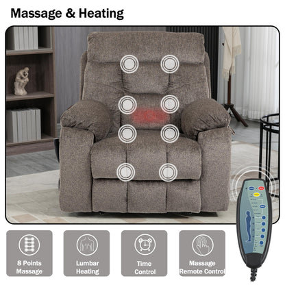 JIKFRIMA Dual Motor Power Lift Recliner Chair with Massage Heating for Adults Elderly, Electric Lift Chairs Lay Flat Recliners, Infinite Position, 2 Hidden Cup Holders