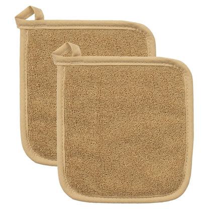 RITZ Terry Potholder & Hot Pad: Unparalleled Heat Resistant, Durable 100% Cotton – Ergonomically Designed for Optimal Grip – Easy-Care Machine Washable – 2-Pack, Straw