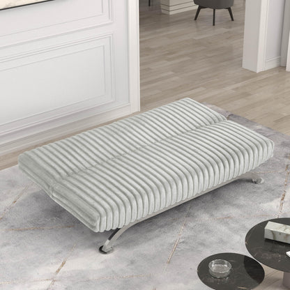 Furniture of America Direte Fuzzy Fabric 71-inch Futon Sofa Bed with Extra Metal Support Legs, Seat up to 3, Modern Convertible for Living Room, Bedroom, Guest Room, Light Gray