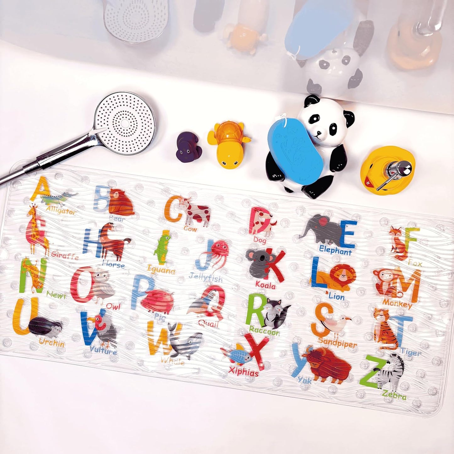 34x15 Inch BEEHOMEE Cartoon Non Slip Bathtub Mat for Kids - XL Large Size Anti Slip Shower Mats for for Toddlers