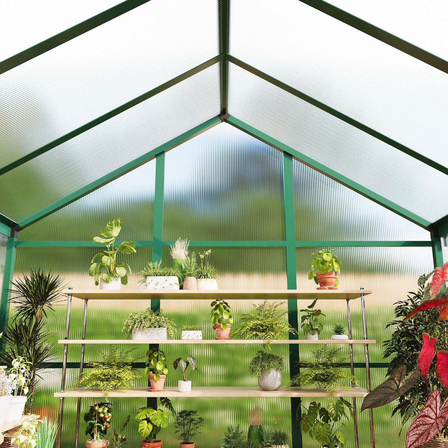 Garvee 8 x 10 FT Greenhouse, Greenhouses for Outside, Polycarbonate Greenhouse with Aluminum Frame, Lockable Door and Ajustable Roof Vent for Backyard, Green Houses for Outside Garden Backyard, Patio
