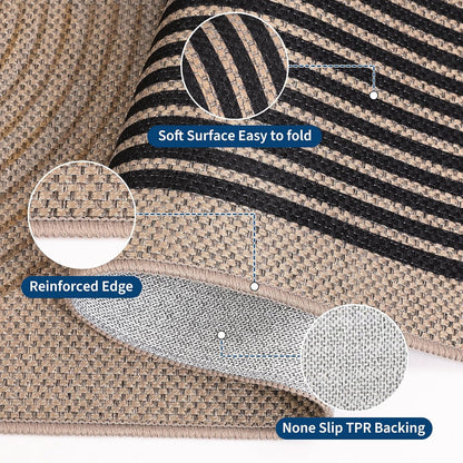 COZYLOOM 2x6 Striped Kitchen Rugs Non Slip Washable, Easy Jute Runner Rug for Hallway, Non Shedding Stain Resistant