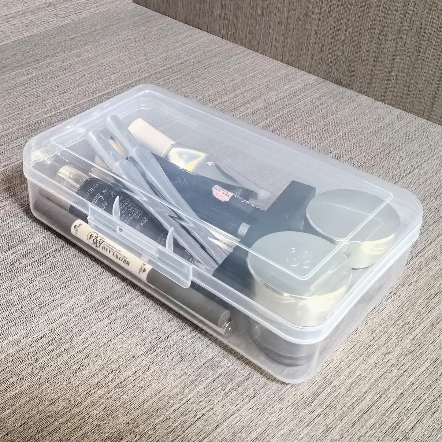 Thintinick 4 Pack Rectangular Clear Plastic Storage Containers Box with Hinged Lid for Beads and Other Small Craft Items (8 x 4.7 x 2.3 inch)