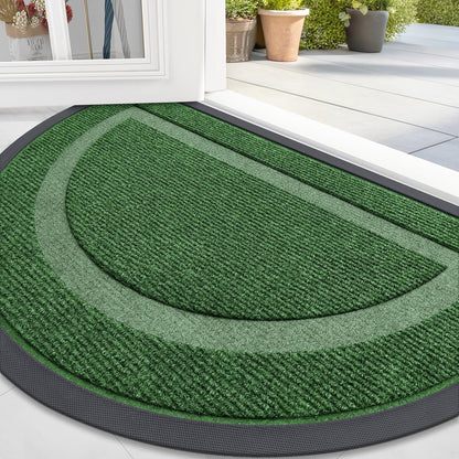 OLANLY Half Circle Door Mat - Waterproof All-Season Indoor/Outdoor Doormat | Easy Clean 47x23 Green