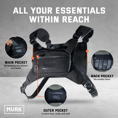 MVRK Water Resistant Chest Pack - Running Vest for Workouts, Running Phone Holder Extra Storage, Lightweight Running Pack