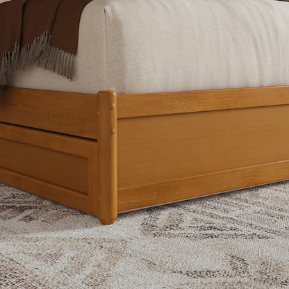 AFI, Andorra Queen Platform Bed with Panel Footboard & Storage Drawers, Light Toffee