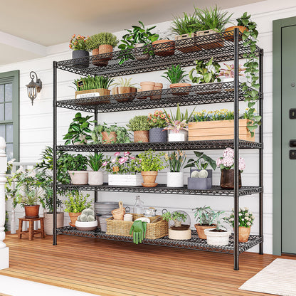 REIBII 55.5" W Storage Shelves 3200LBS Wire Shelving Unit 5 Tier Metal Shelving Garage Shelving 2PCS Heavy Duty Metal Shelves for Storage Rack Commercial Adjustable Pantry Shelf