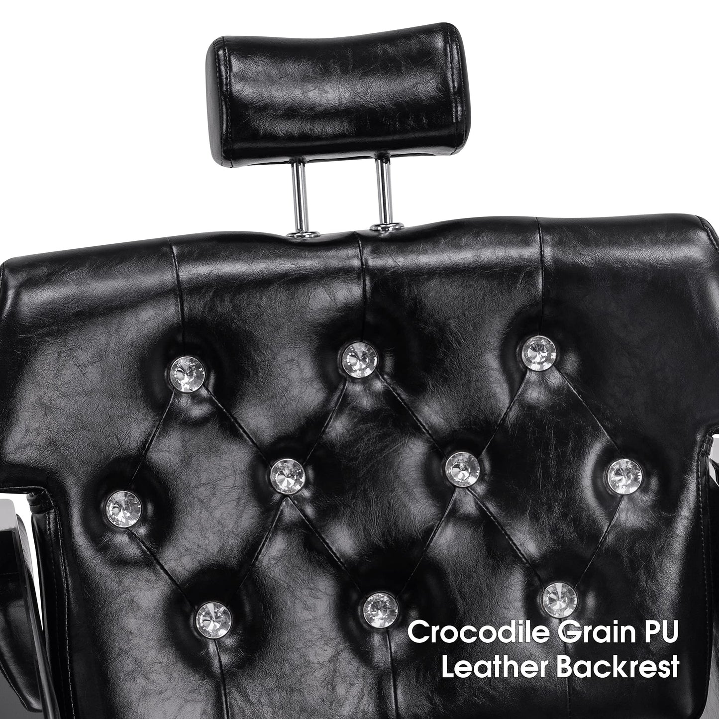 BarberPub Barber Chair Reclining Salon Chair for Hair Stylist, Antique Hair Spa Salon Styling Beauty Equipment 8132 (Black)