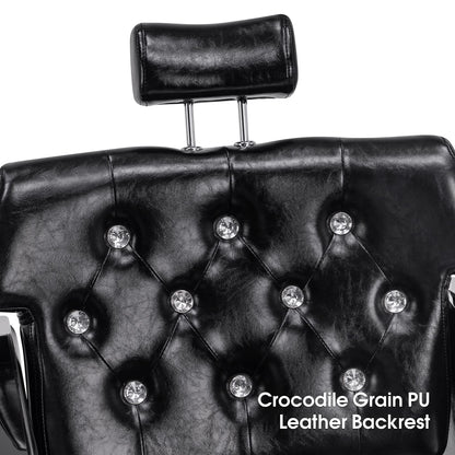 BarberPub Barber Chair Reclining Salon Chair for Hair Stylist, Antique Hair Spa Salon Styling Beauty Equipment 8132 (Black)