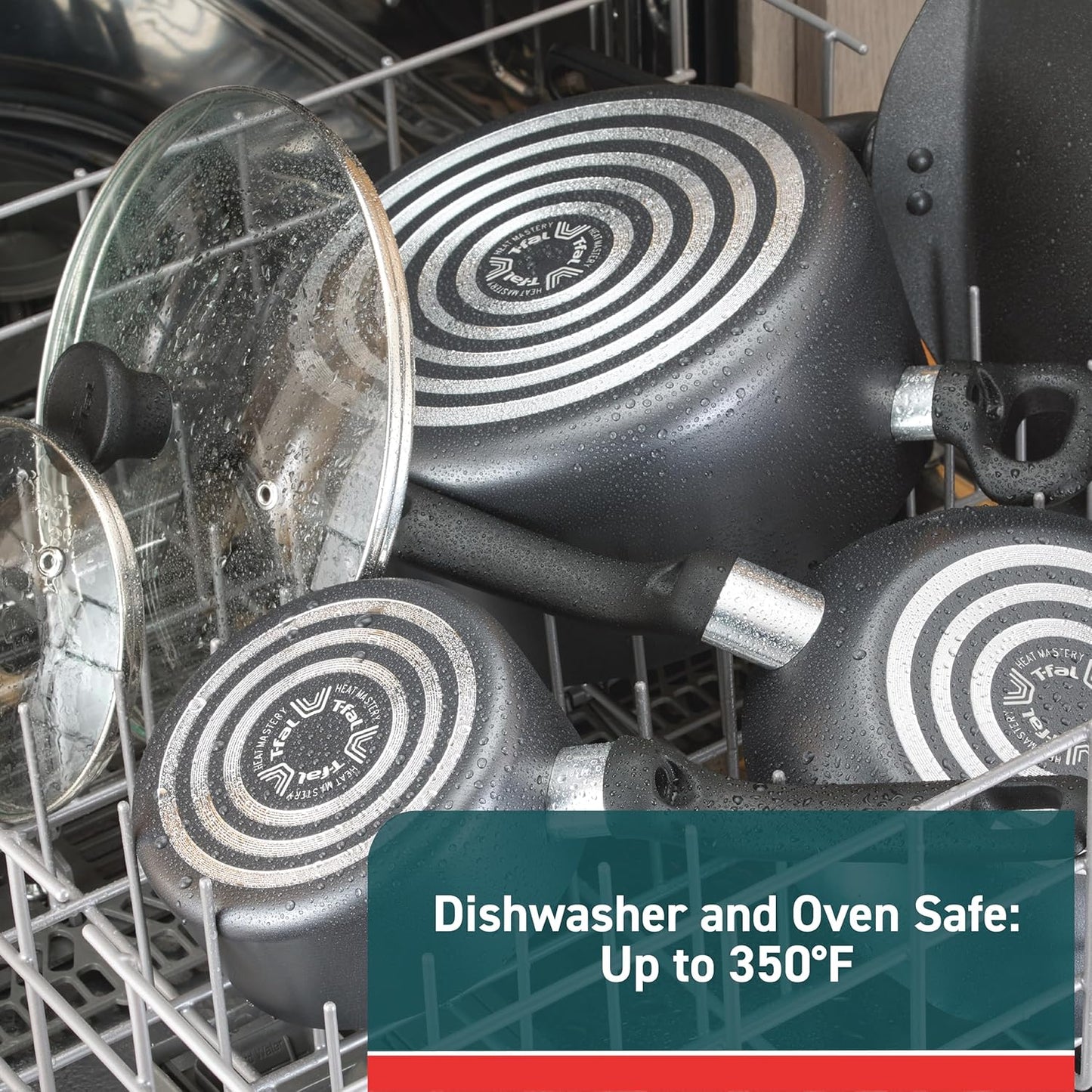 T-fal Initiatives Non Stick Fry Pan Set, 2 Piece 8.5 & 10 Inch, Oven Safe 350F, Kitchen Cooking Skillets, Dishwasher