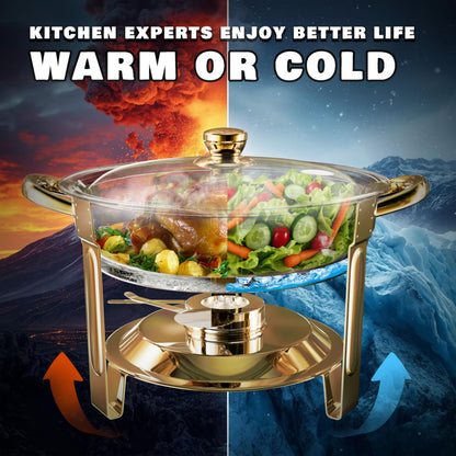 Chafing Dishes for Buffet Set,4 Pack 6QT, Easy 30-Second Lid Assembly Stainless Steel Food Warmers for Catering, Parties & Events, Gold Colors Chafing Dish Buffet Set