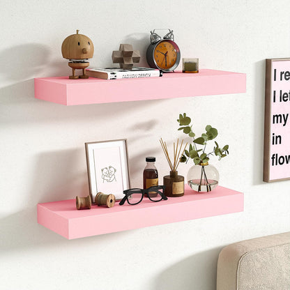 16" 6" (Set 2) BAMEOS Pink Floating Shelves for Wall, x Wall Shelves for Room, Floating Book Shelves, Hanging Shelves