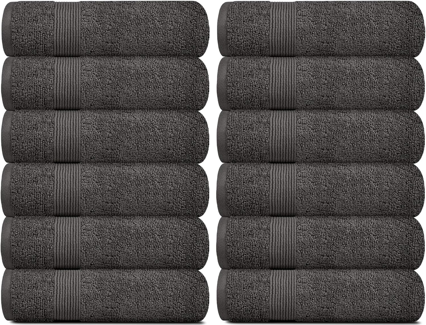 Set 12x12 [12 Pack, White Classic Resort Collection Soft Washcloth Face & Body Towel | Luxury Hotel Plush & Absorbent