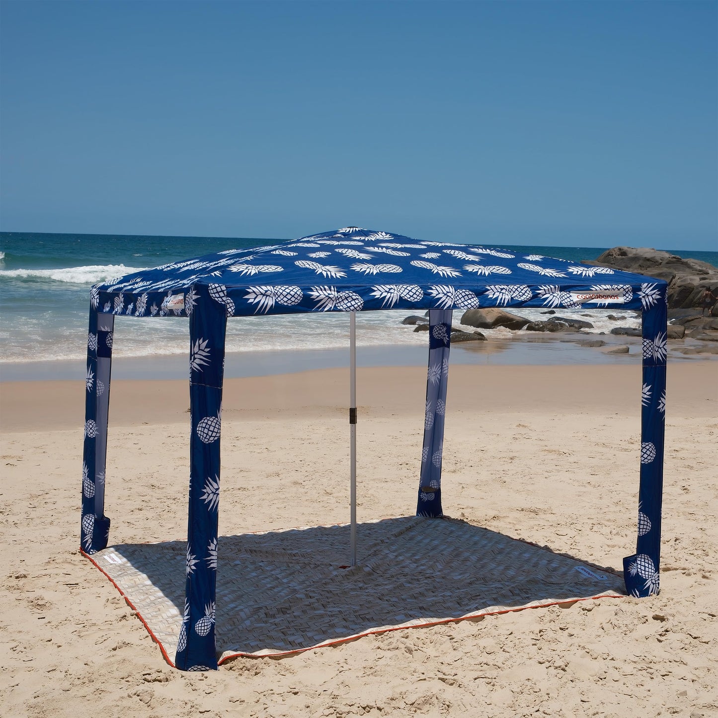 CoolCabana Beach Shade Tent - Easy Setup, UPF 50+ Protection, Large & Medium Sizes, Compact & Wind Resistant - Beach Cabana for The Whole Family - Pineapples, Medium