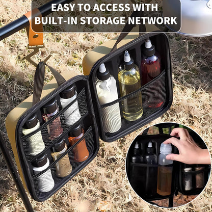 Merleu Camping Spice Kit with Protetion Hard EVA Case,9 Spice Shaker Jars Salt and Pepper Holder BBQ Spice,Separable Travel Spice Containers,Portable Spice Container(Empty Bottles with Bag)