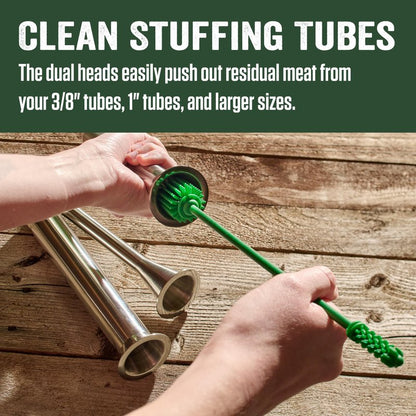 LEM Products Silicone Dual-Head Stuffing Tube Cleaning Brush, Bottle Brush, Green, 12"