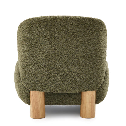 Christopher Knight Home Modern Low Profile Accent Chair for Living Room, Boucle Upholstered Armless Chair with Rubberwood Legs, Comfy Lounge Armchair, Plush Cloud-Like Seating for Bedroom, Olive Green