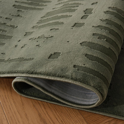 Revival Rugs Shell 8'x10' Area Rugs for Living Room Bedroom Dining Room - Washable, 100% Recycled, Oeko-TEX Certified, Modern, Medium Pile, Green