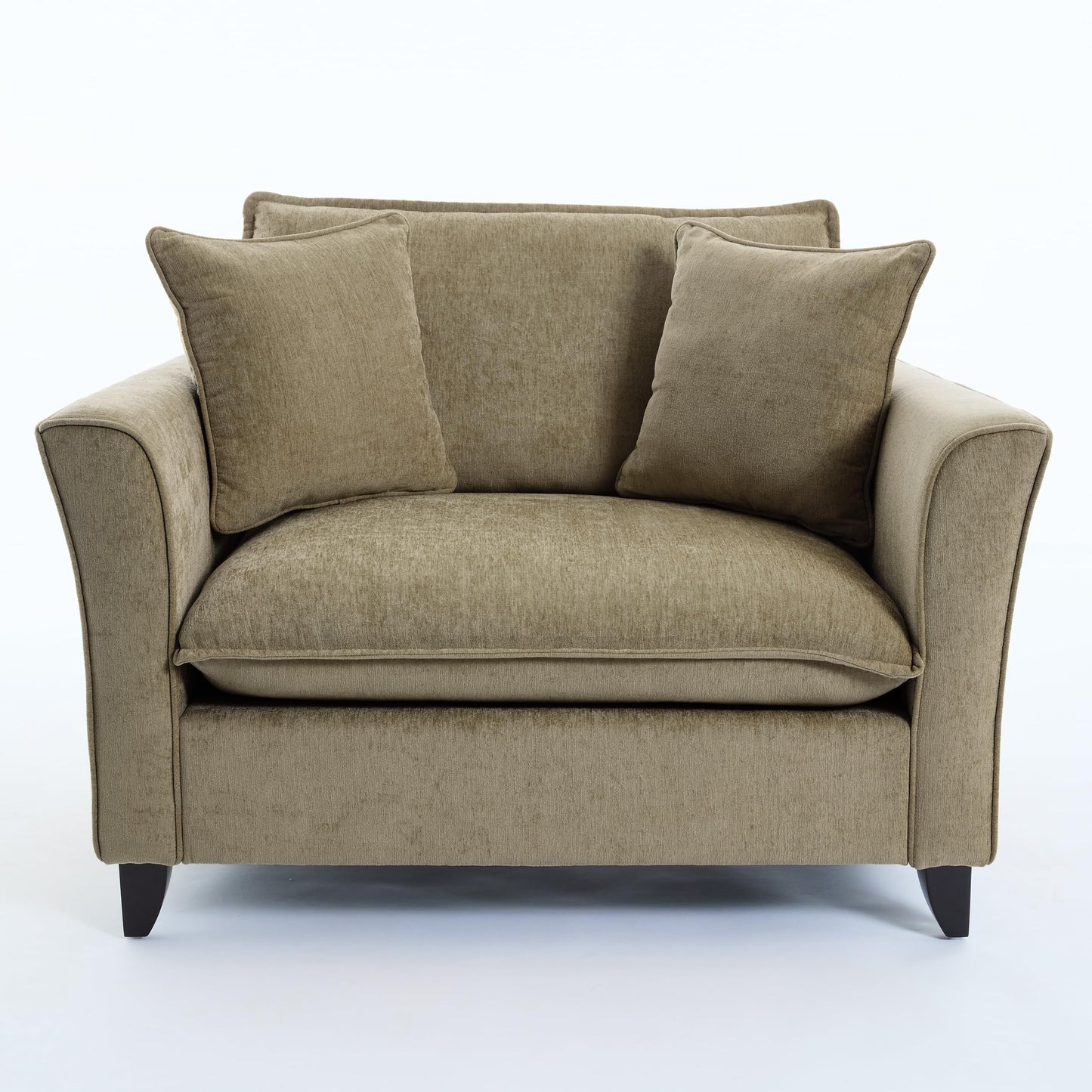 46.3 Inch Oversized Armchair Chenille Fabric Chair and a Half Single Sofa with Pillow Removable Washable Covers Rubberwood Legs Ruffled Armrests for Living Room Bedroom Office Apartment, Green