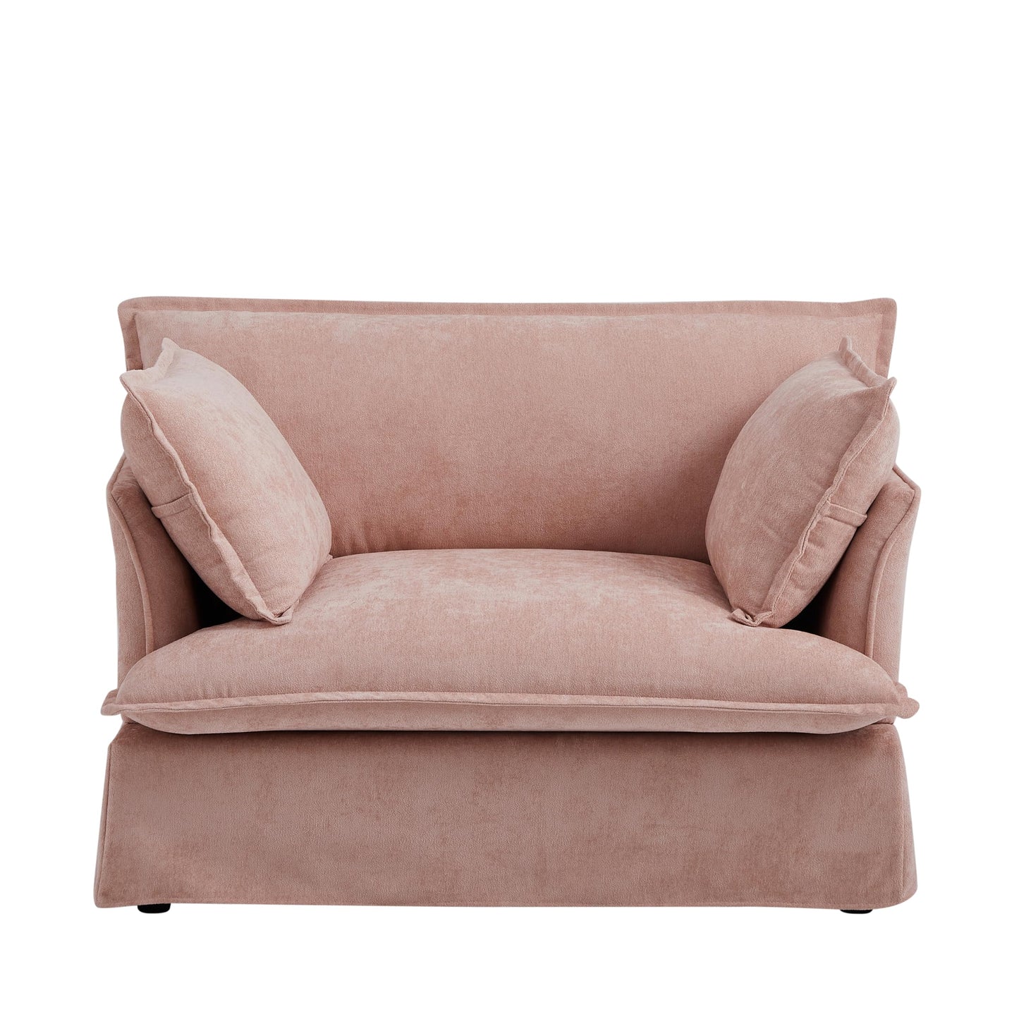 Merax 47.2" Oversized Accent Chair with Dual-Port Charging, Skirted Base, Deep and Wide Seat, Cloud-Like Comfy Single Sofa, Modern Design for Living Room&Apartment, Chenille,Pink