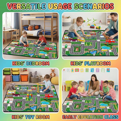 5x7 Kids Carpet City Play Mat - Cars Rugs for Boys Room Road Rug for Kids Car Track Rug for Bedroom Car Mat for Kids