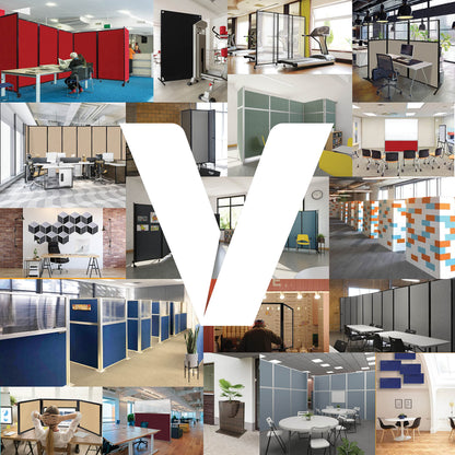 Versare Workstation Partition | Portable Wall Divider | Modern Office Cubicle | Free Standing Privacy Screen | Flexible Work Space | 66" x 70" W/Window, Cloud Gray Fabric Panels