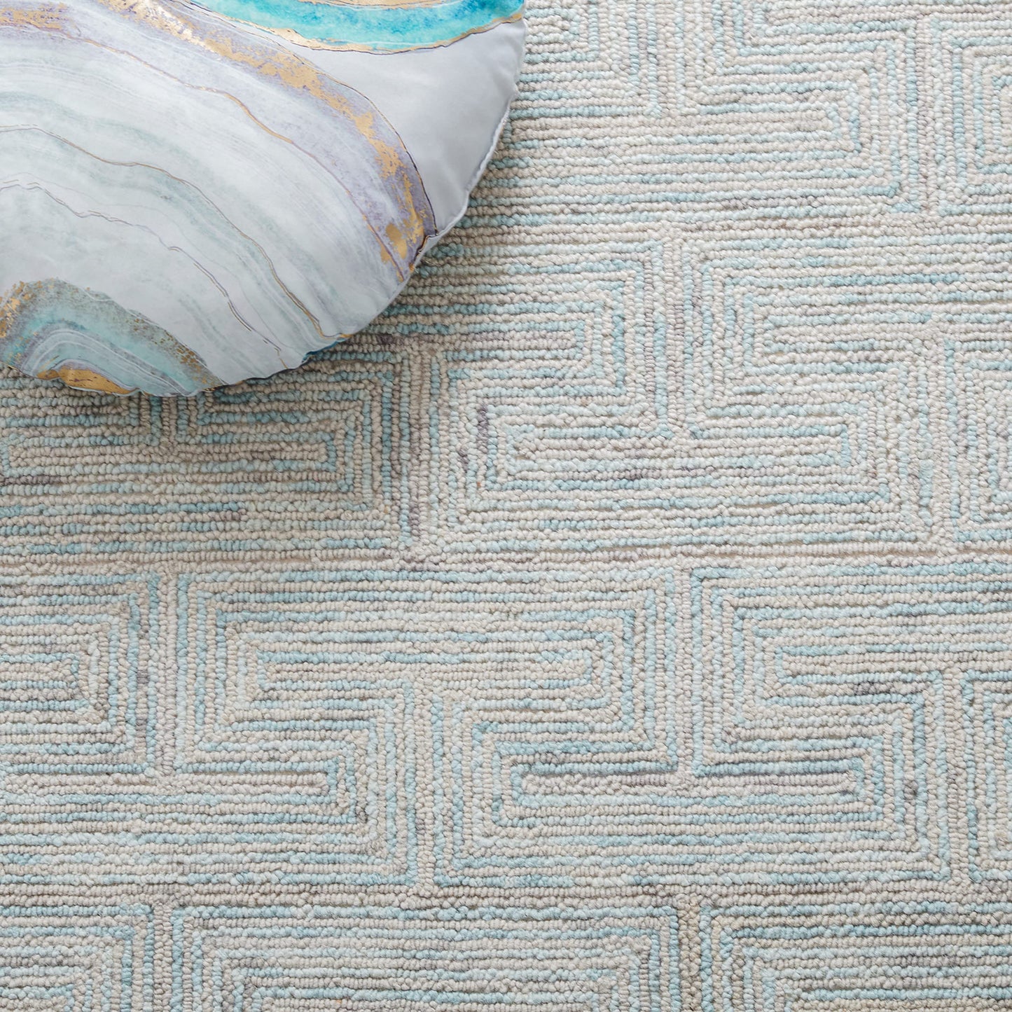 SAFAVIEH Area Rug 8x10 - Ikat Collection - Large - Teal & Grey, Handmade Wool, Ideal for Living Room, Bedroom, Office, Dining Space (IKT101K)