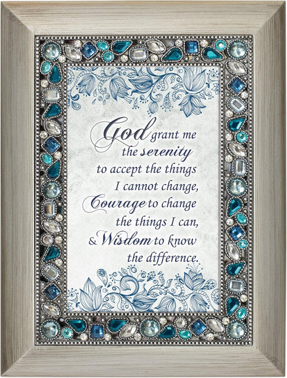 Cottage Garden God Grant Me Serenity Brushed Silvertone Photo Frame with Easel Back