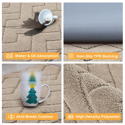 anllugs Machine Washable Kitchen Rugs 24" x 36", Non-Slip Kitchen Runner Rugs Mats for Floor, Absorbent Comfort Standing Mats for Kitchen, Sink, Laundry and Hallway, Taupe
