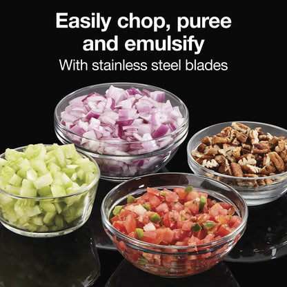 Proctor Silex Durable Electric Vegetable Chopper & Mini Food Processor with 2 Speeds for Chopping, Puree & Emulsify, 3.5 Cups, Silver