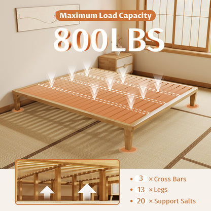 IOTXY California-King Platform Bed Frame - 12 Inch Solid Wood Mattress Foundation Base with Heavy-Duty Support Slats & Legs, Rubberwood California King Size Bedframe