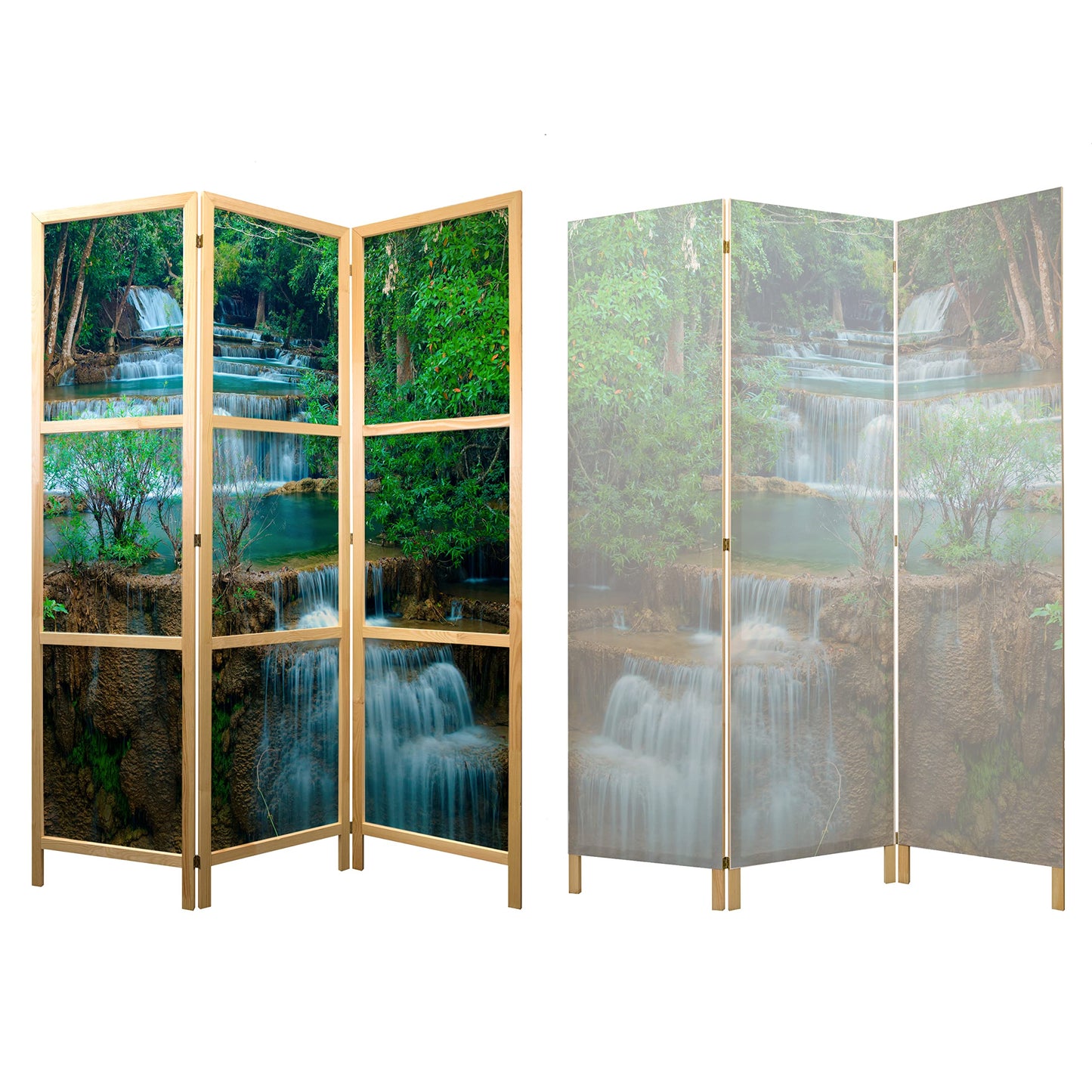 artgeist Japanese Room Divider XXL Landscape Waterfall Nature 90 x 67 in - 5 Panel Folding Screen Japan Design Home Decoration Art Deco Forest c-B-10008-z-a