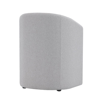 Manhattan Comfort Hearth Modern Barrel Dining Armchair, Accent Upholstered Dining Chair with Woven Fabric, Stylish Curved Back, High-Density Foam, Fully Assembled, Light Gray