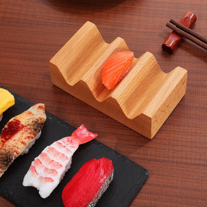 Kichvoe Wooden Sushi Stand Sushi Rack with 3 Slots V Shaped Holder for Serving Rolls on Kitchen Counter and Dining Table 5.11X2.87X1.69 Inches