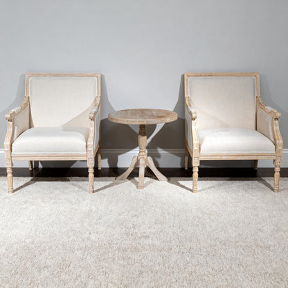 French Accent Chair(Single),Traditional Solid Wood Frame Armchair with Linen Upholstery,Distressed Antique Finish,Foam-Cushioned Seating for Living Room,Bedroom,Office,Reading Nook,Home Décor,Beige