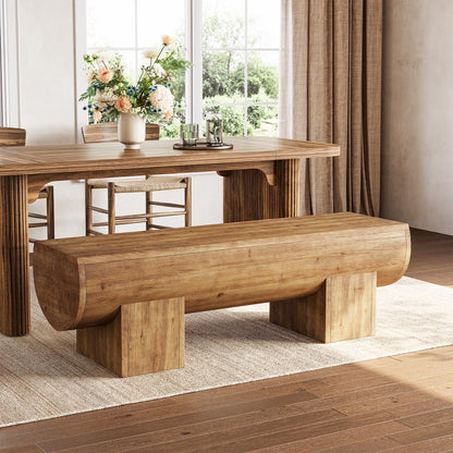 TRIBEWOOD Solid Wood Dining Bench, 47" Farmhouse Indoor Entryway Shoe Bench, Kitchen Bench for Dining Room, Living Room, Hallway (1, Brown)