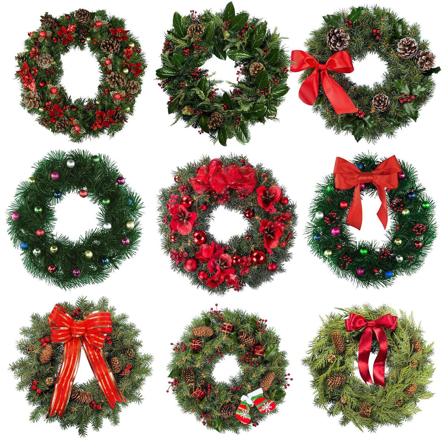 Sumind 6 Pieces 14 Inch Wire Wreath Frame Round Wreath Metal Wire Rings Dark Green Making Rings for Christmas Floral Home Party Decoration DIY Crafts