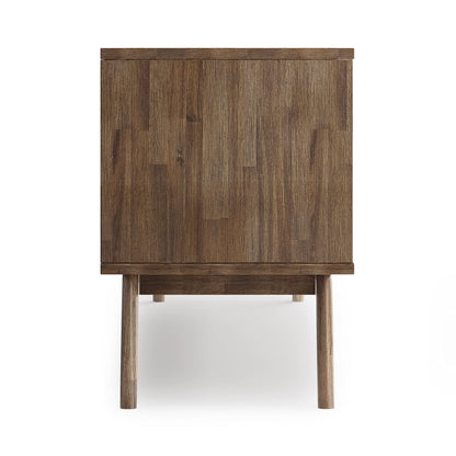 SIMPLIHOME Clarkson SOLID ACACIA WOOD 60 inch Wide Mid Century TV Media Stand in Rustic Natural Aged Brown For TVs up to 65 inches for the Living Room and Entertainment Center