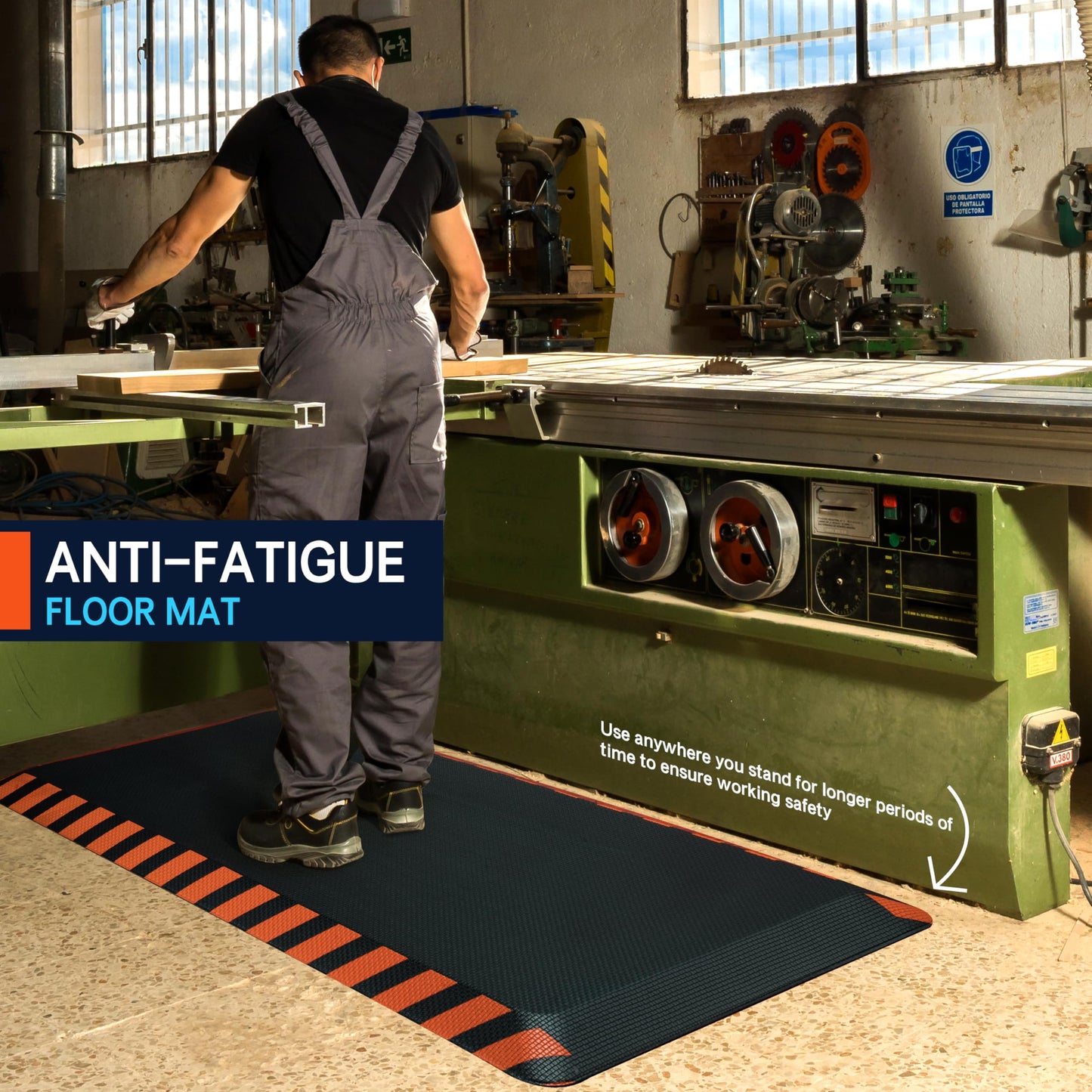 FEATOL Anti Fatigue Mat Industrial, Ergonomic Standing Floor Mat for Work for Stand -Safety Support for Leg & Back Pain(Orange Border, 20" x 32", 1PC)