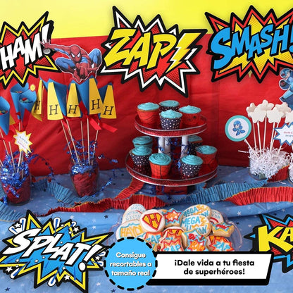 Bigtime Signs 12 Pieces Super Hero Stickers - Superhero Party Decorations for Birthday - Themed Party Favors