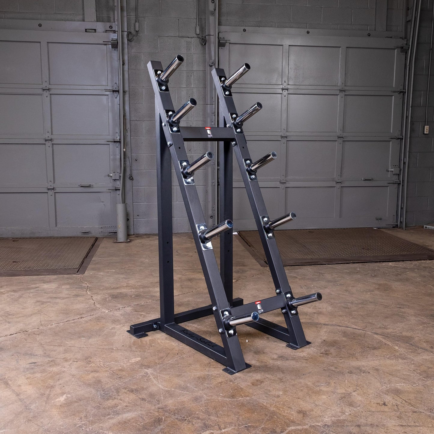Body-Solid (GWT76) High Capacity Olympic Plate Rack - Modular Bumper & Traditional Weight Storage, Durable Steel Weight Horns, Space-Saving Wall Rest Design