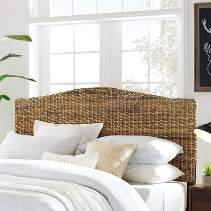 Crosley Furniture Serena Bed, Handwoven Natural Fiber Rattan Headboard and Footboard Set, Banana Leaf, Queen