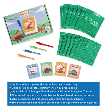 BONNYCO Invisible Ink Pen and Notebook Pack 16, Dinosaur Party Favors for Kids. Magic Spy Pen Goodie Bags Stuffers for Kids, Dinosaur Birthday Party Supplies. Goody Bag Stuffers, Return Gifts Prizes